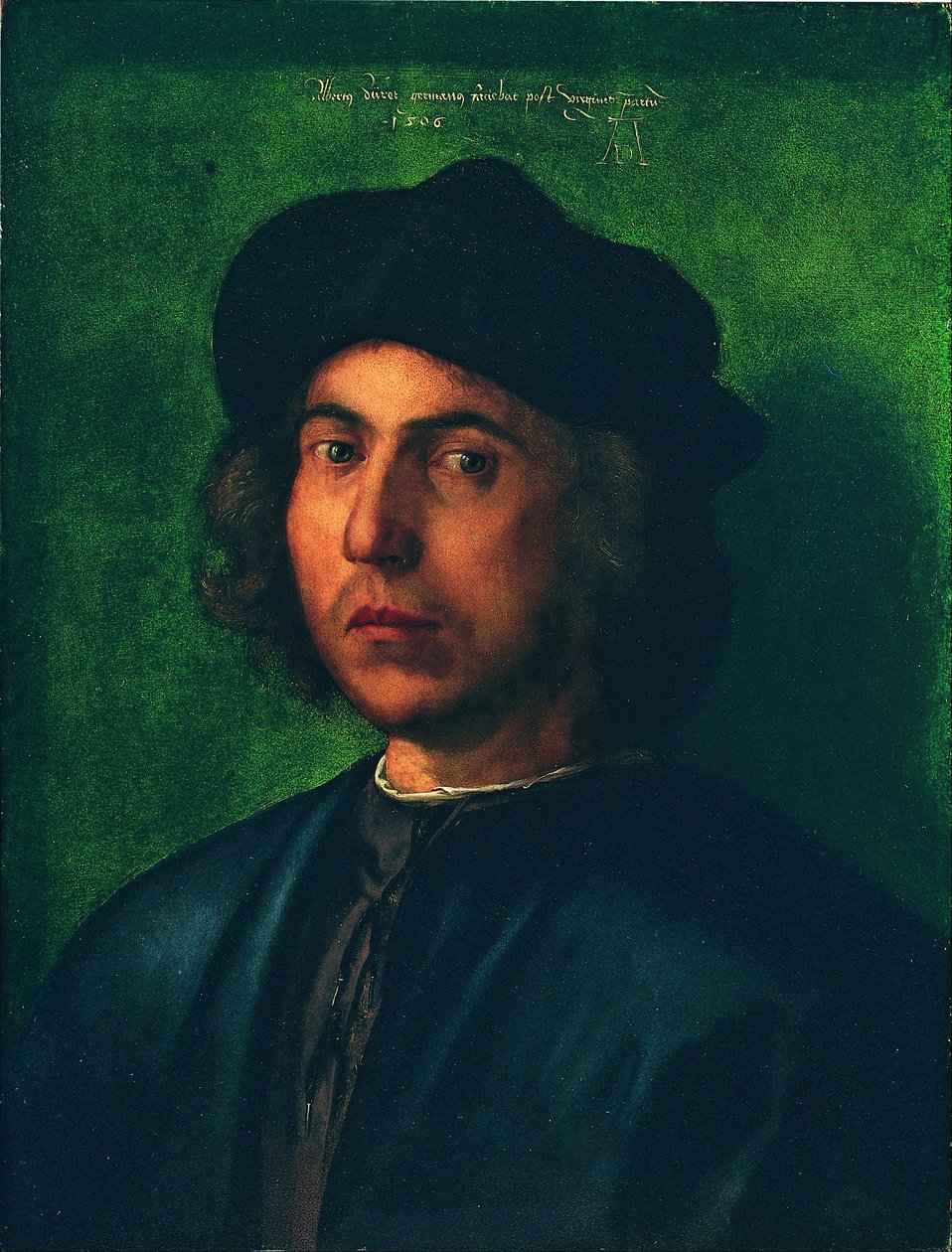 Portræt af en ung mand
















 mod en grøn baggrund af Albrecht Dürer