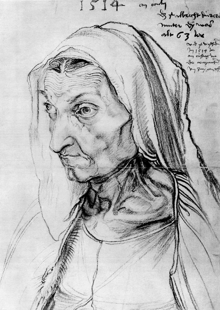 Portræt af kunstnerens mor, 1514, 1936 af Albrecht Dürer