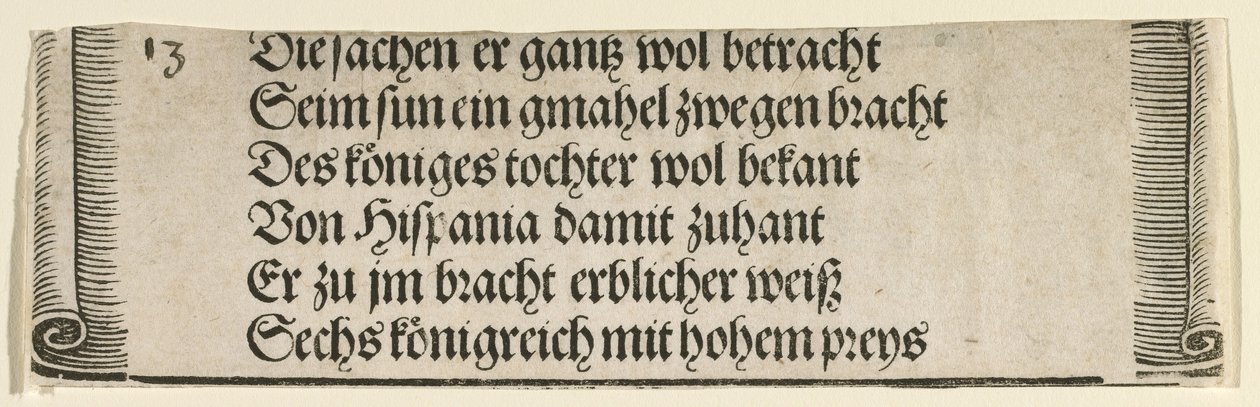 Trykt tekst til "Filip den Faires trolovelse med Jeanne af Castilien" af Albrecht Dürer