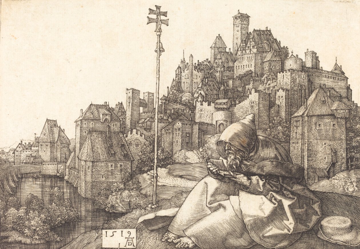 Saint Anthony Reading, 1519. af Albrecht Dürer