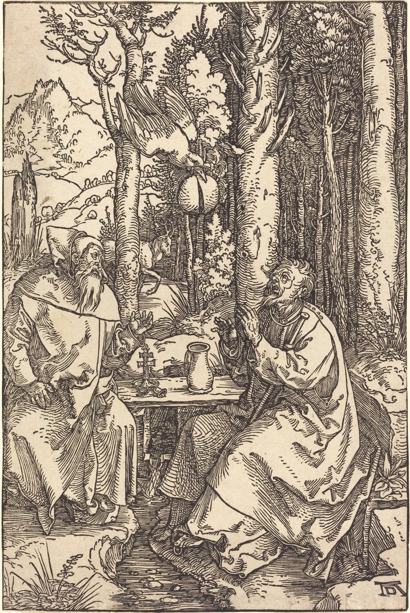 Sankt Antonius og Sankt Paul i ørkenen af Albrecht Dürer