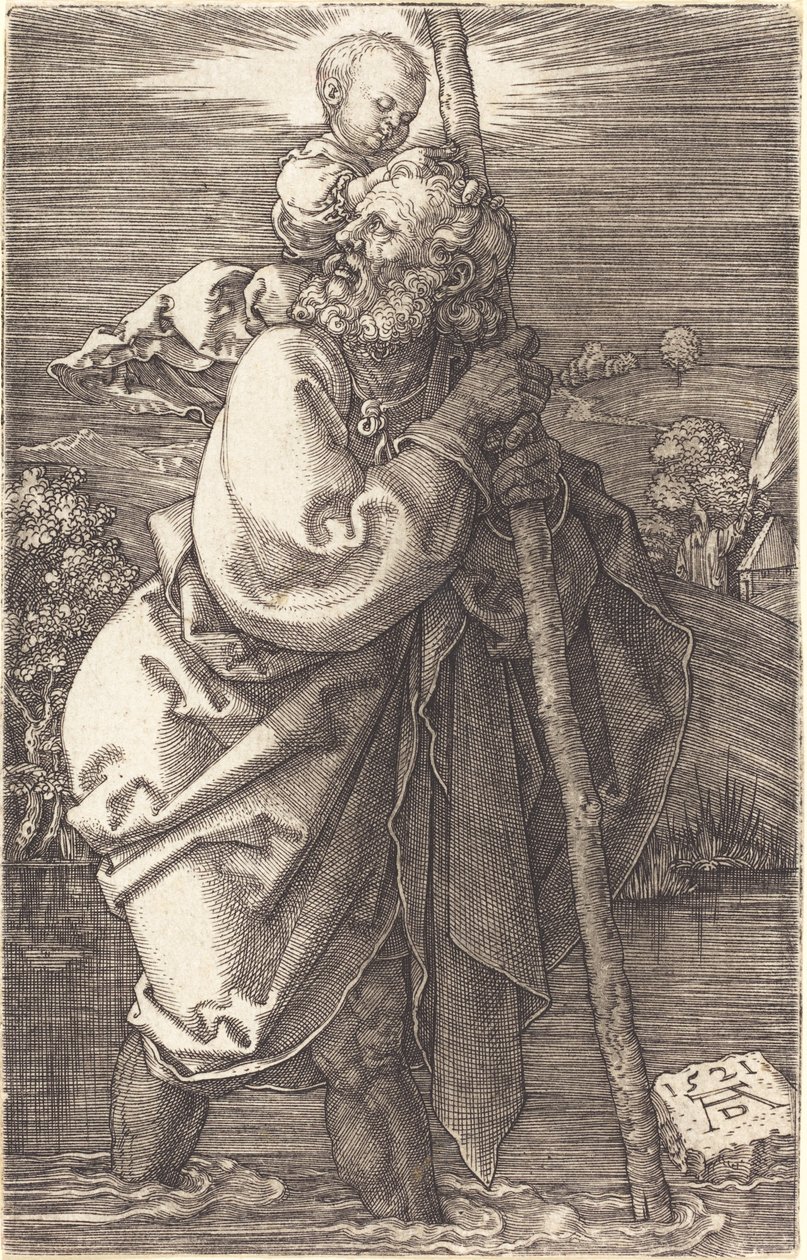 Sankt Christopher vender mod venstre af Albrecht Dürer