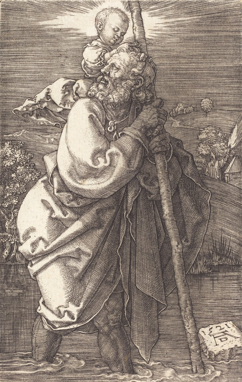 Sankt Christopher vender mod venstre, 1521. af Albrecht Dürer