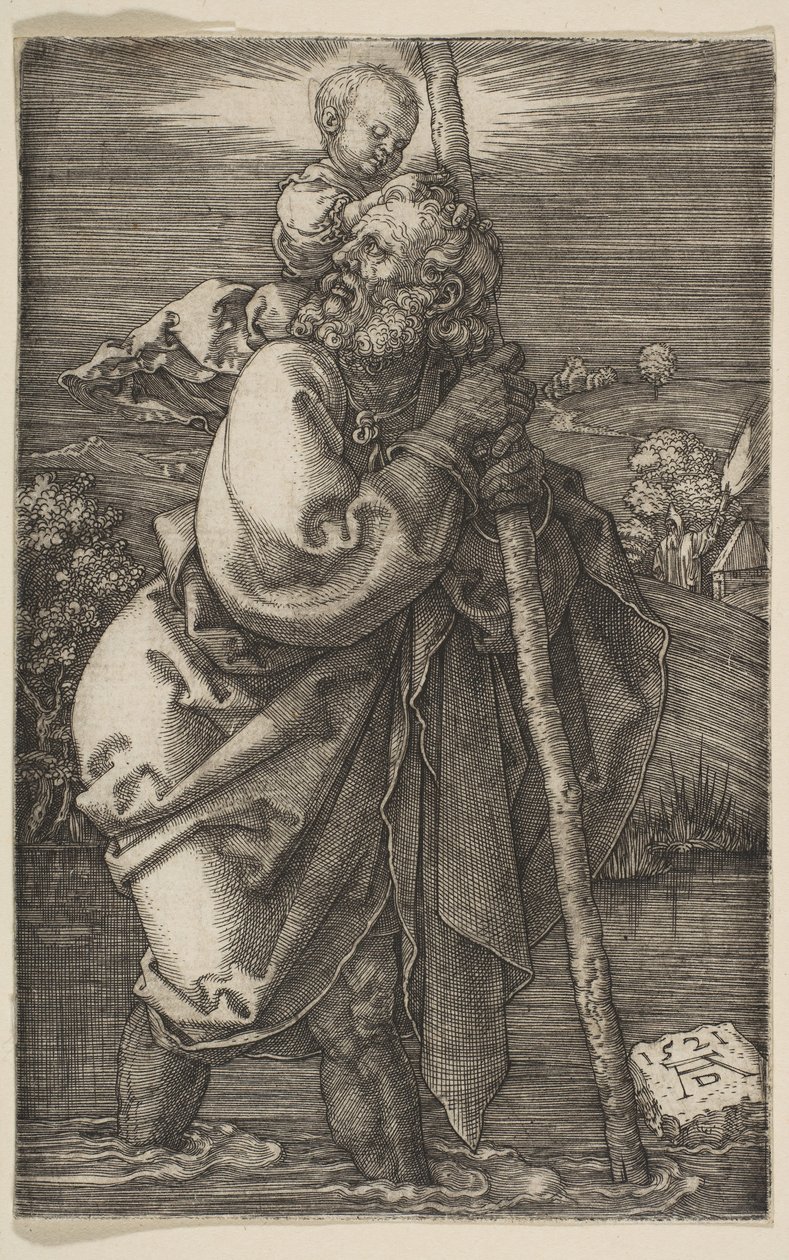 Sankt Christopher vender mod venstre, 1521. af Albrecht Dürer