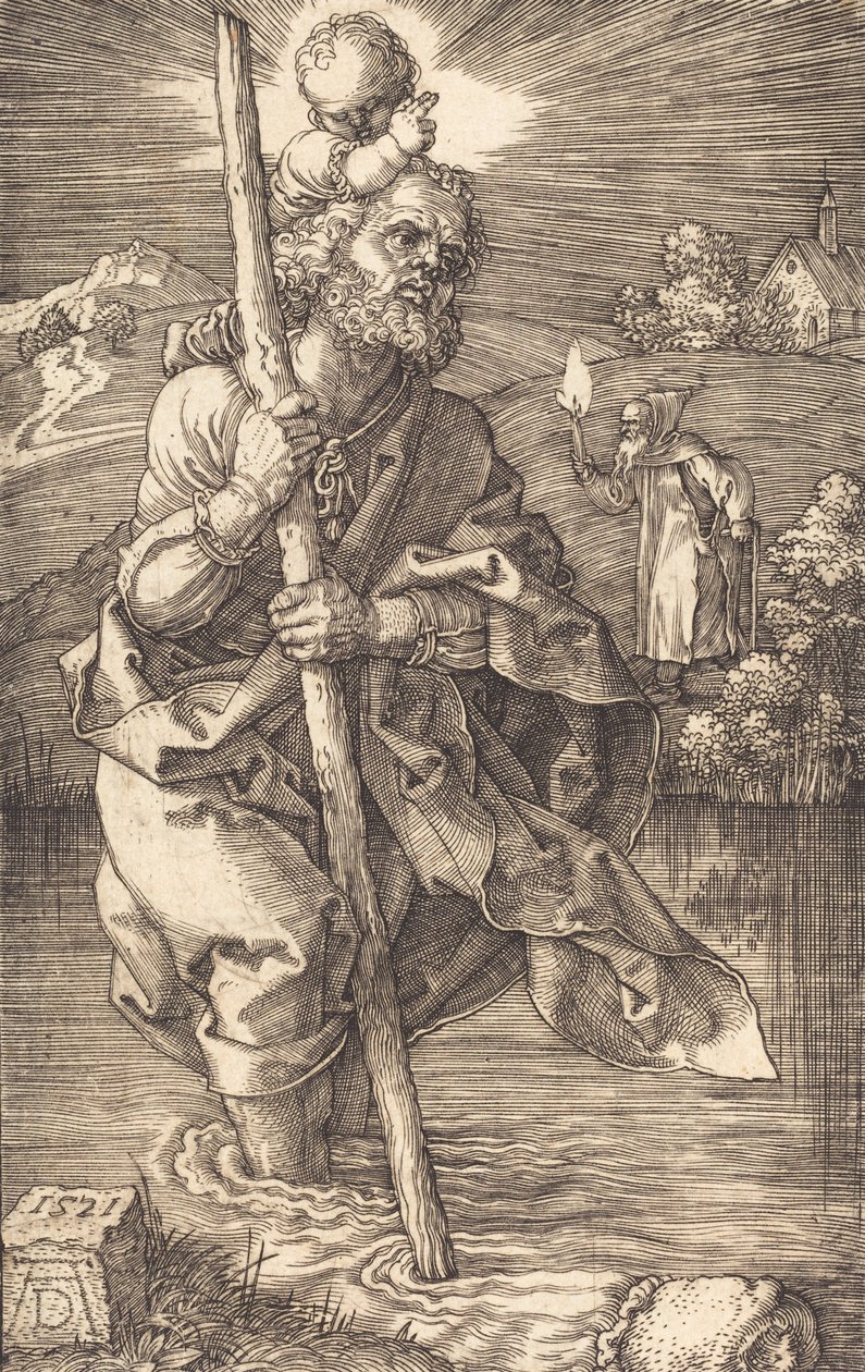 Sankt Christopher vender mod højre, 1521. af Albrecht Dürer