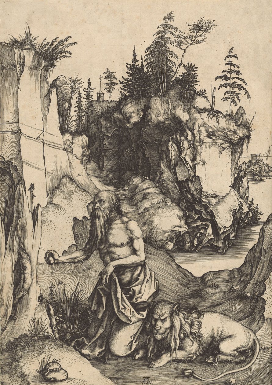 Saint Jerome Penitent in the Wilderness, ca. 1496. af Albrecht Dürer