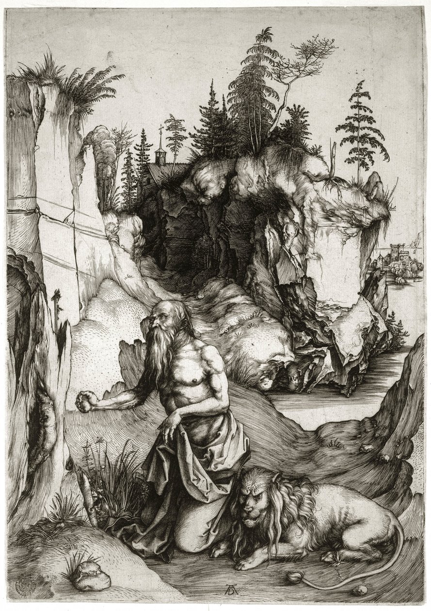 Den hellige Hieronymus i bod (Bartsch 61) af Albrecht Dürer