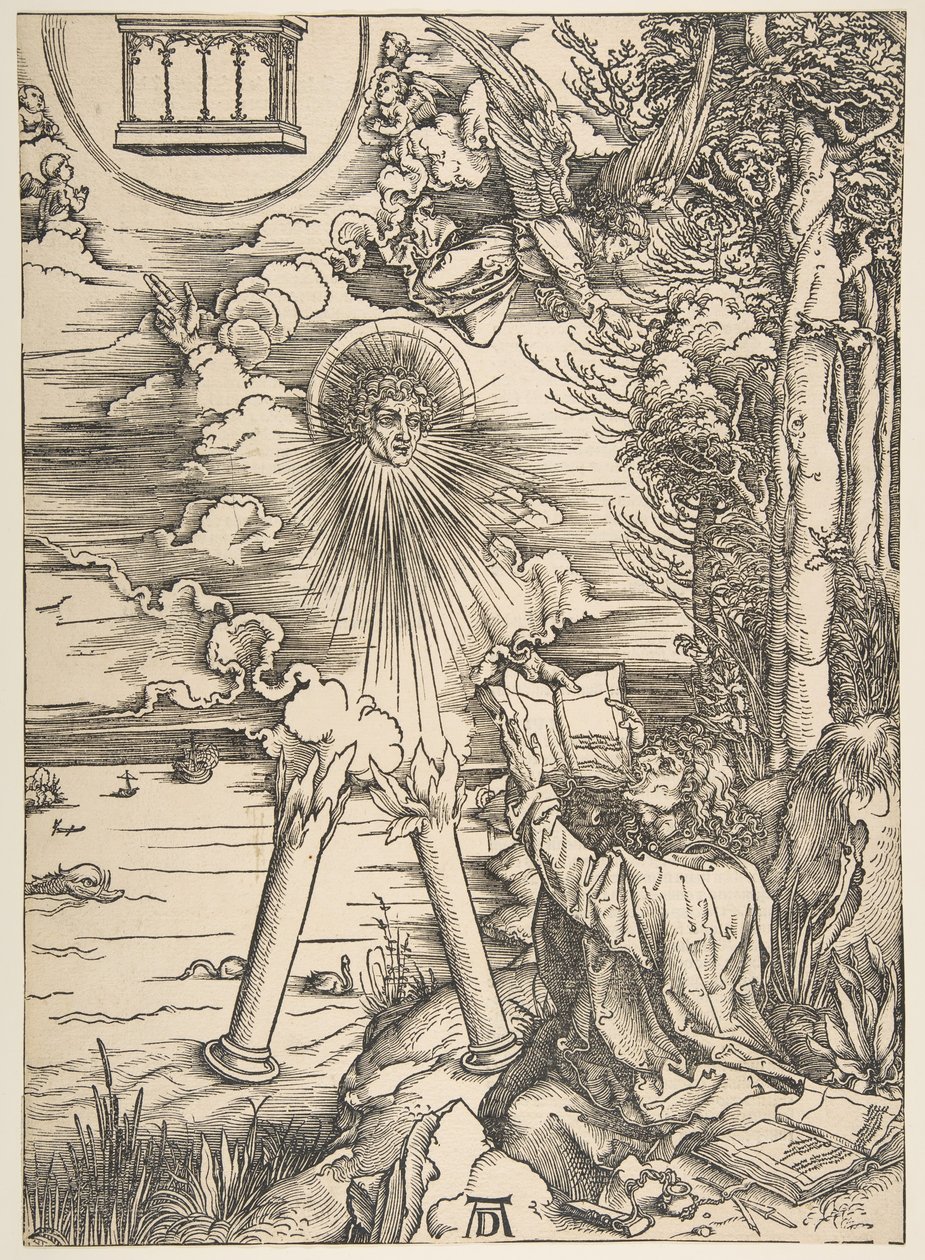 Saint John Swallowing the Book, fra The Apocalypse, Latin Edition, 1511, 1511. af Albrecht Dürer