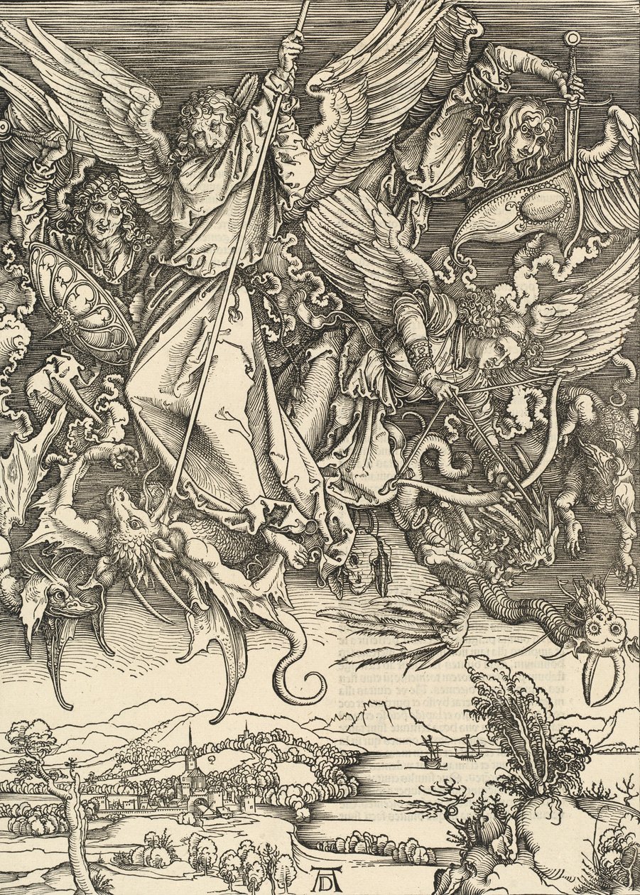 Sankt Michael kæmper mod dragen, 1498. af Albrecht Dürer