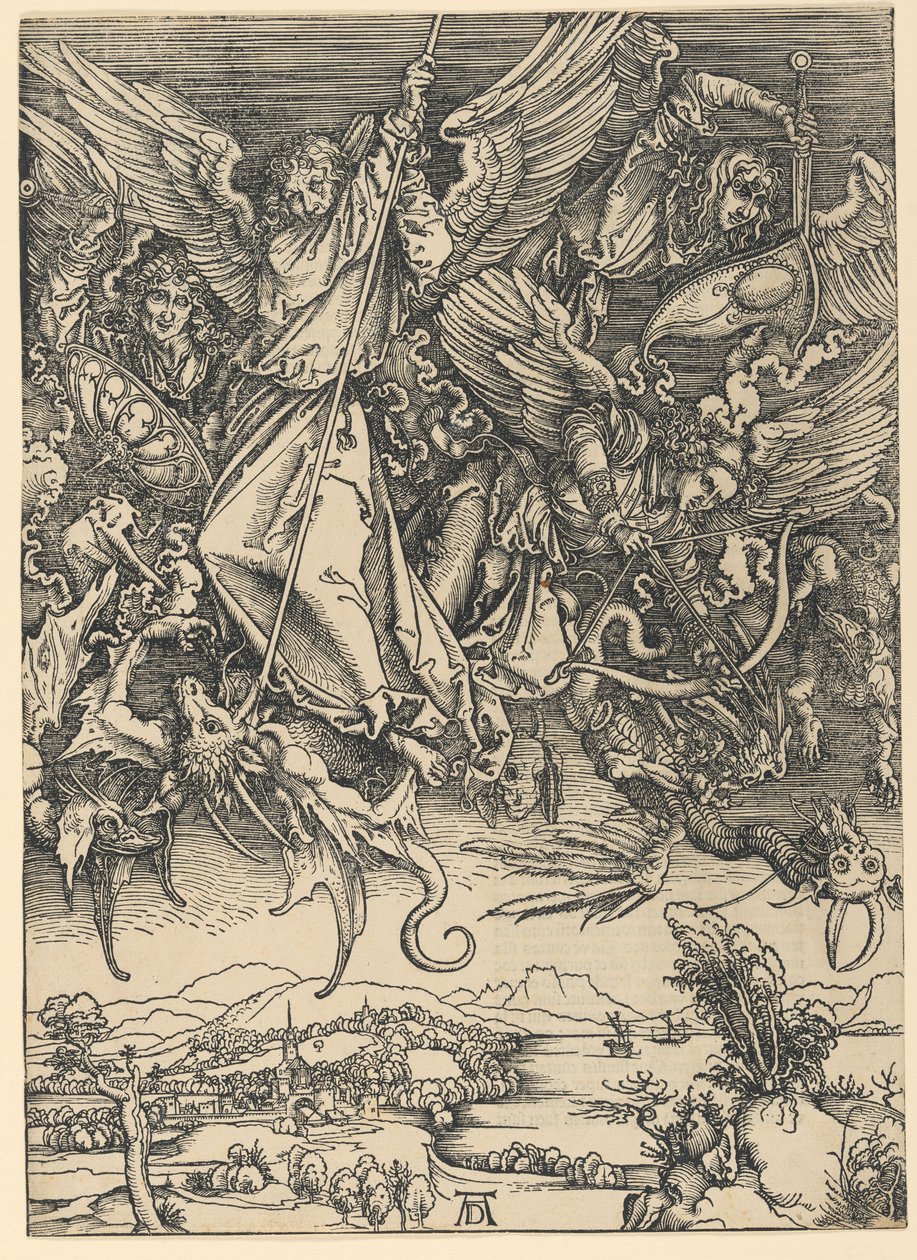 Sankt Michael i kamp mod dragen, fra serien »Apokalypsen« af Albrecht Dürer