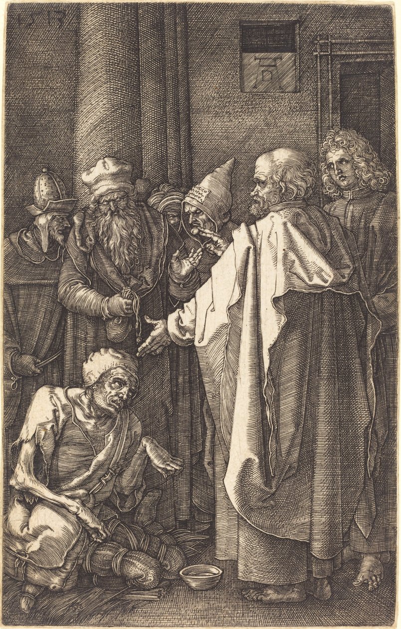 Sankt Peter og Sankt Johannes helbreder en krøbling ved templets port af Albrecht Dürer