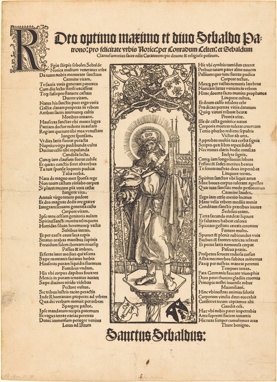 Sankt Sebaldus står på en søjle af Albrecht Dürer
