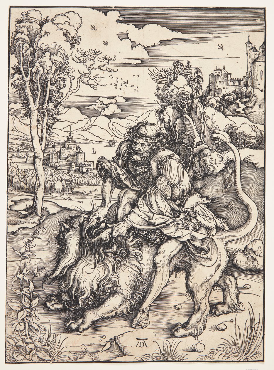 Samson, der river løven i stykker af Albrecht Dürer