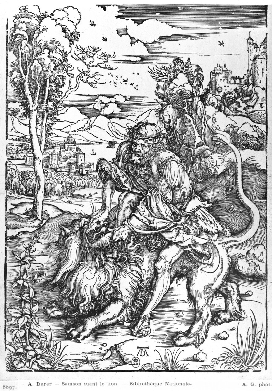 Samson dræber løven, ca. 1496-98 af Albrecht Dürer