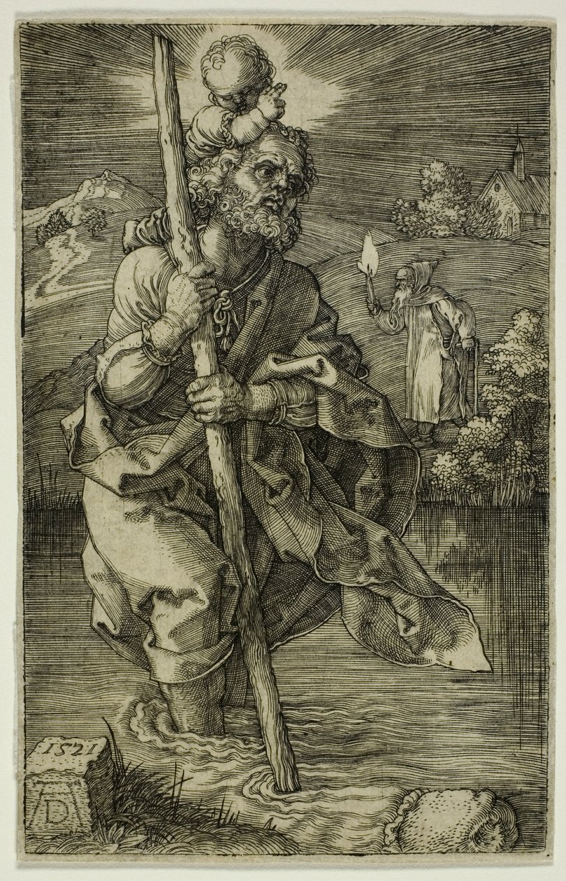 St. Christopher vender mod højre af Albrecht Dürer