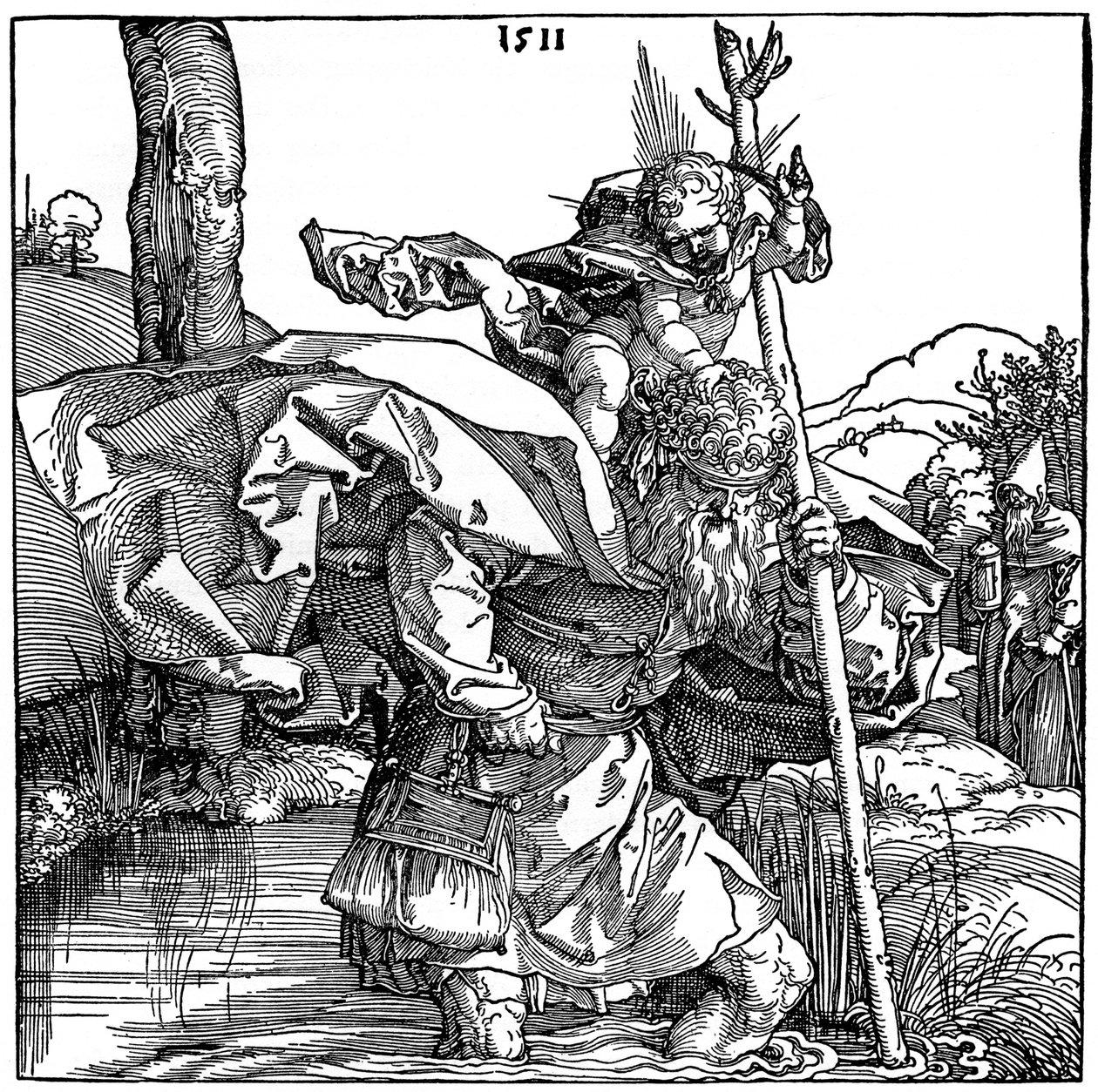St. Christopher bærer Kristusbarnet, 1511, 1936 af Albrecht Dürer