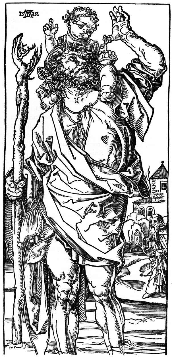 St. Christopher bærer Kristusbarnet, 1525, 1936 af Albrecht Dürer