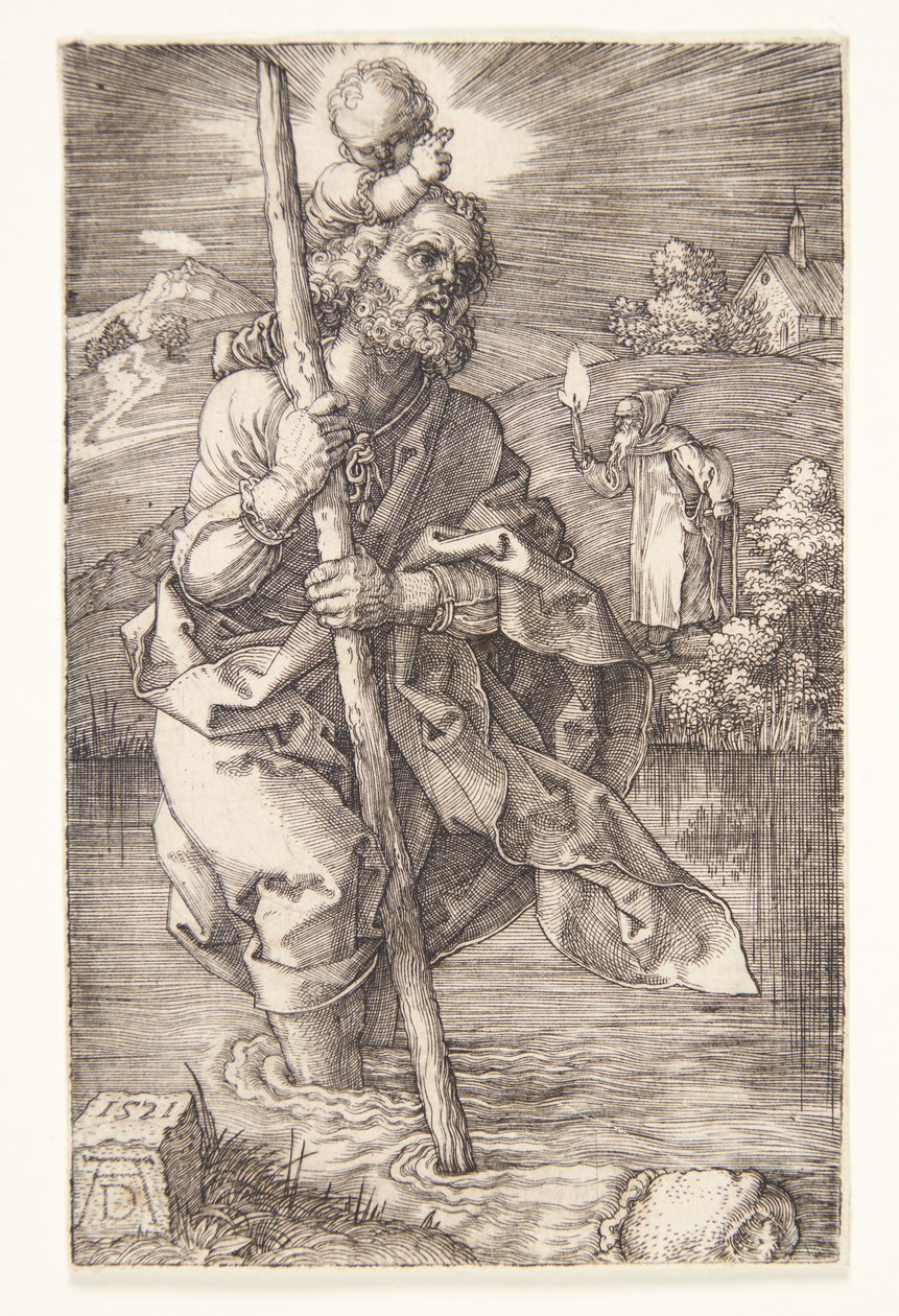 St. Christopher vender mod højre af Albrecht Dürer