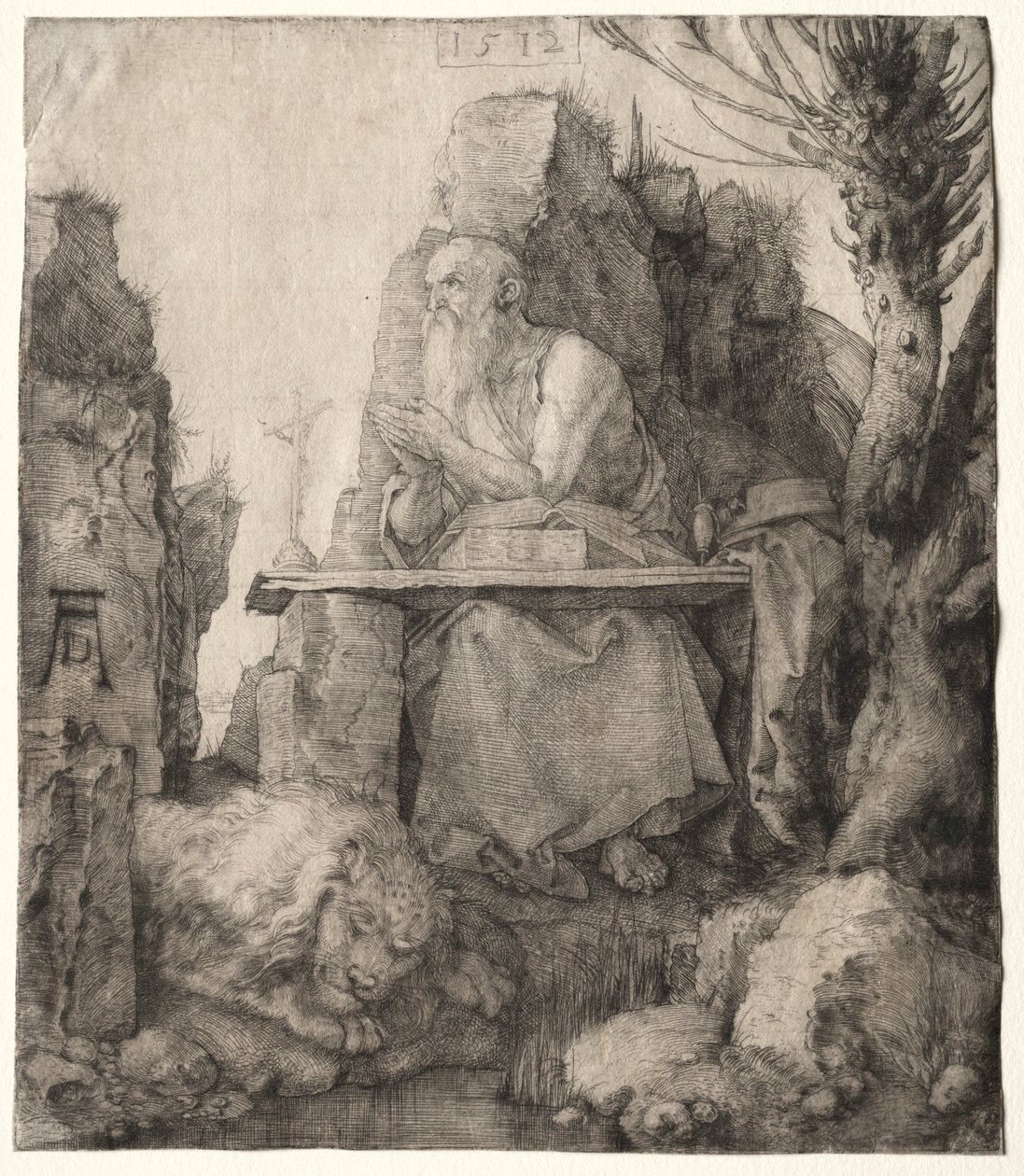 St. Jerome siddende i nærheden af en Pollard Willow, 1512. af Albrecht Dürer