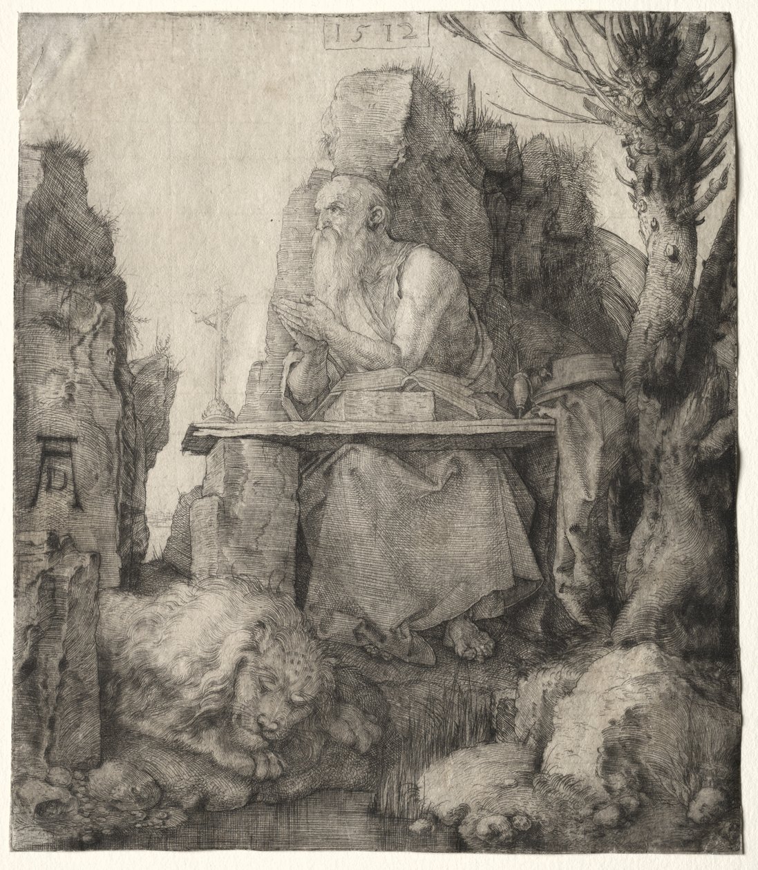 St. Jerome sidder i nærheden af en pollard pil af Albrecht Dürer