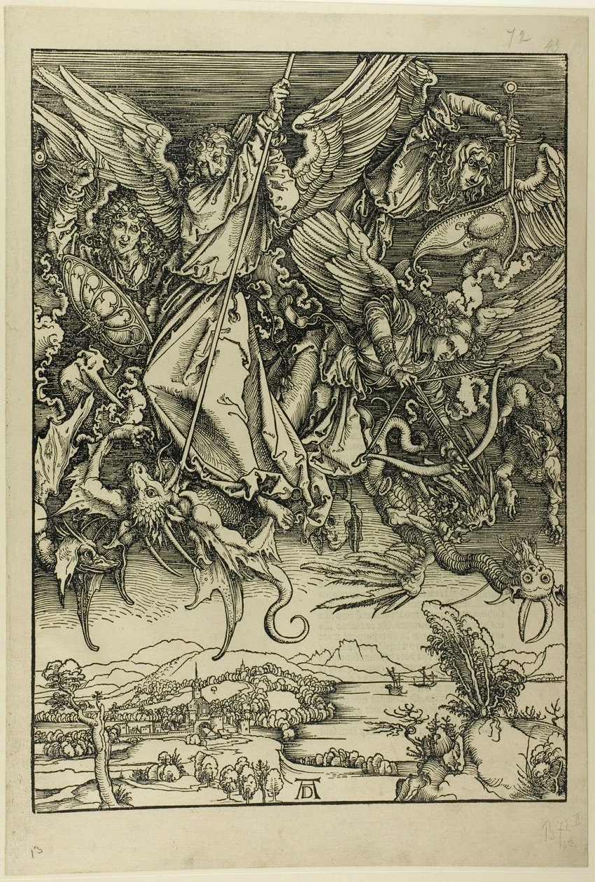 St. Michael Fighting the Dragon, fra The Apocalypse af Albrecht Dürer
