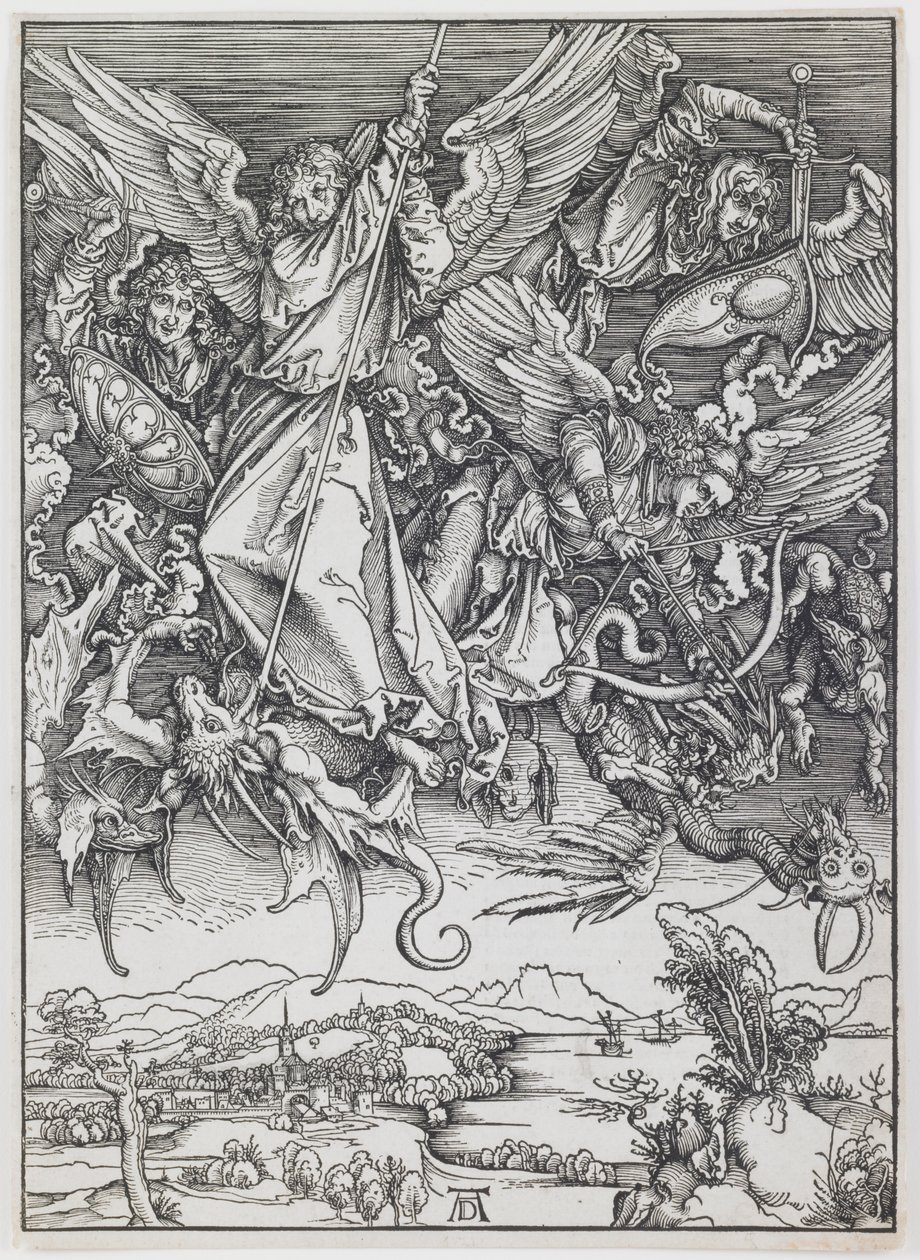 St. Michael Fighting the Dragon, fra serien "The Apocalypse" af Albrecht Dürer