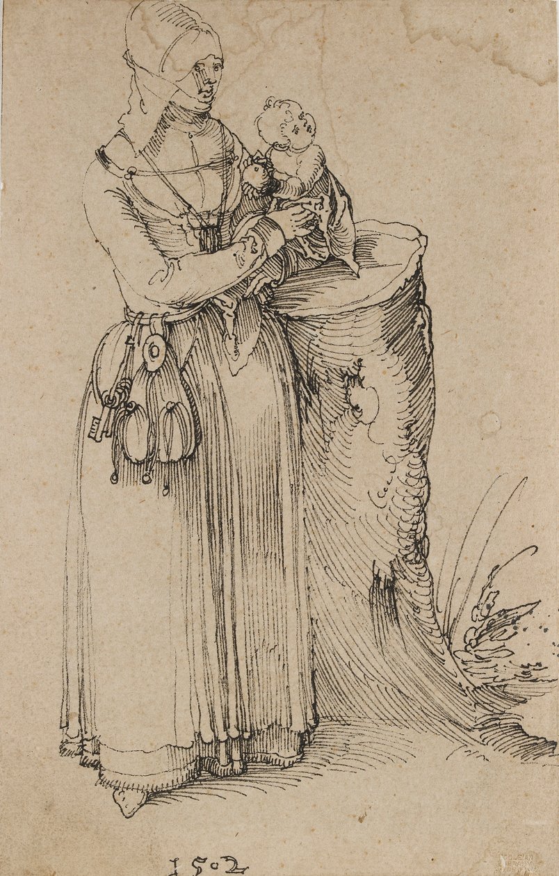 Stående figur af en kvinde, der holder et barn, 1502 af Albrecht Dürer
