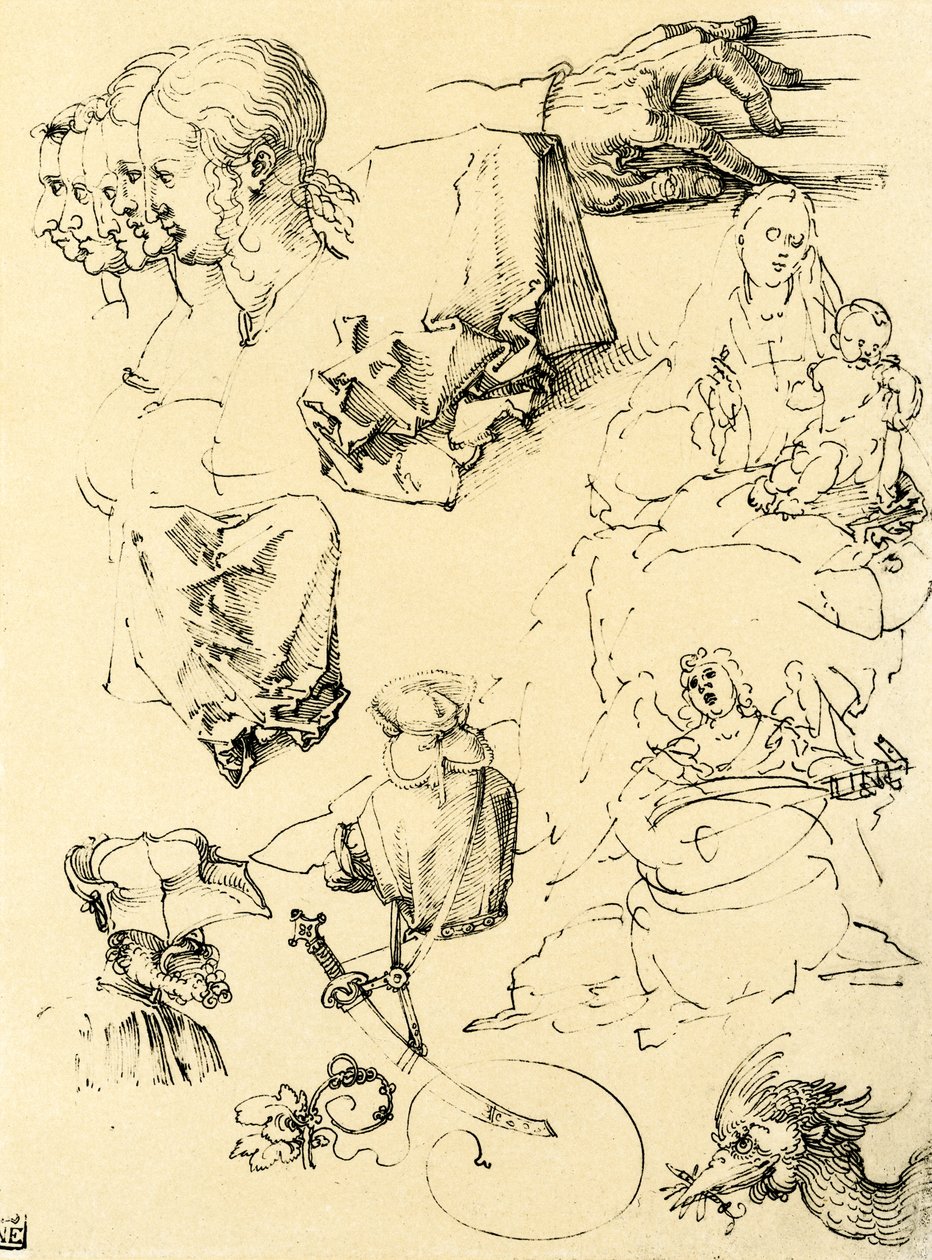 Studieark med forskellige designs af Albrecht Dürer