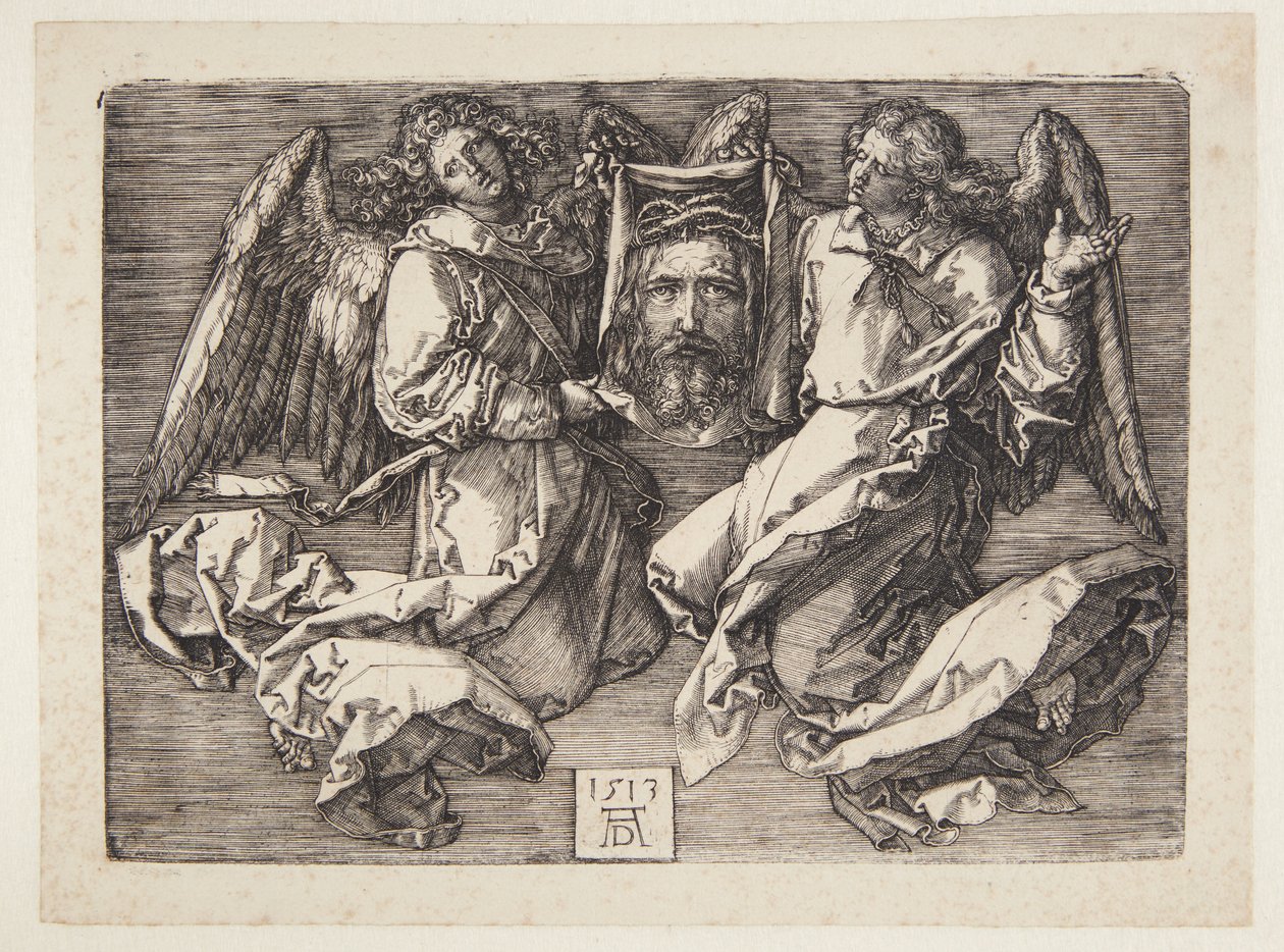 Sudarium udstillet af to engle af Albrecht Dürer