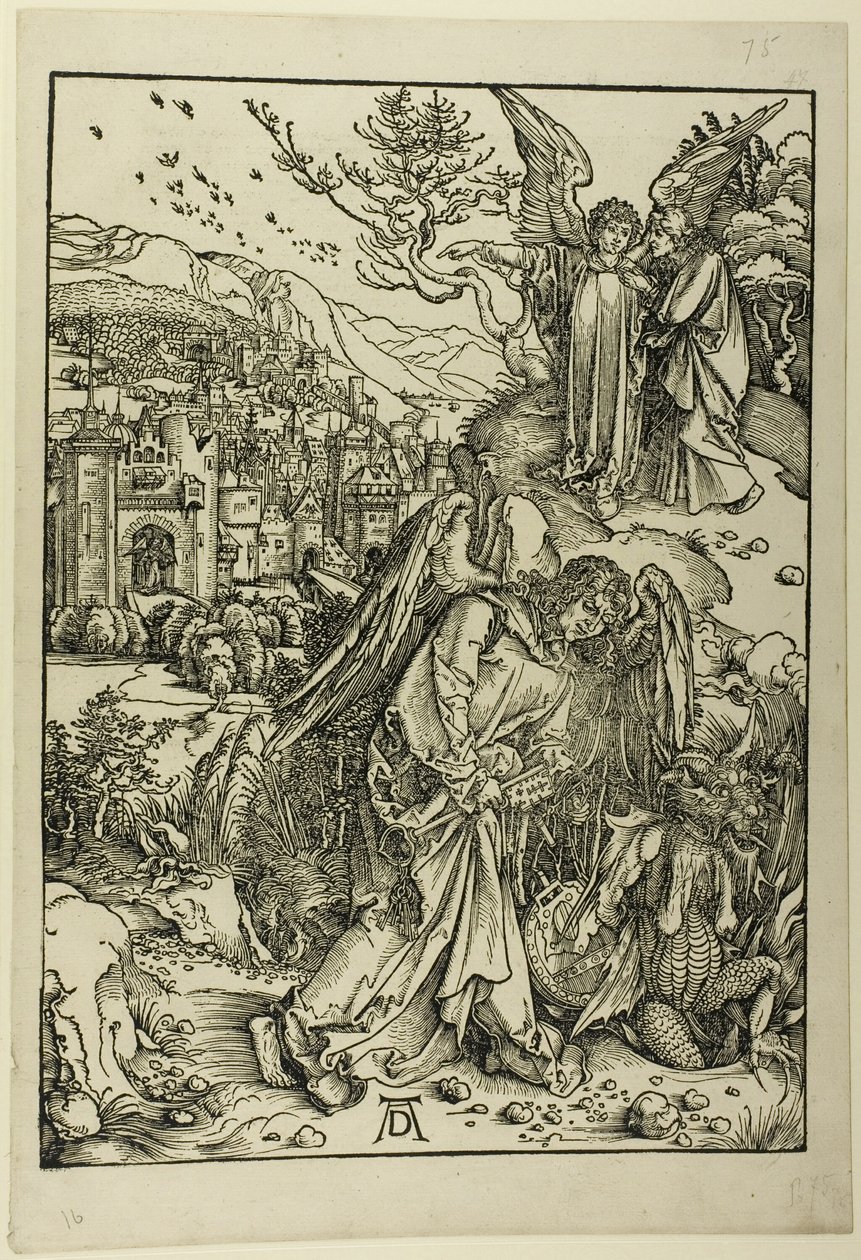 Englen med nøglen til det bundløse hul, fra Apokalypsen af Albrecht Dürer