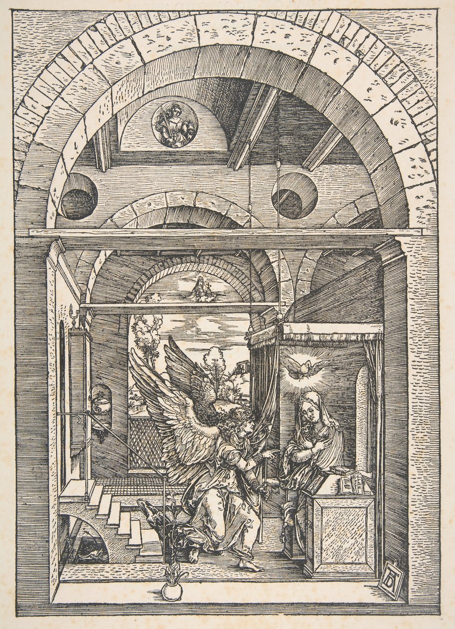 Bebudelsen, fra Jomfruens liv, latinsk udgave, 1511.n.d. af Albrecht Dürer