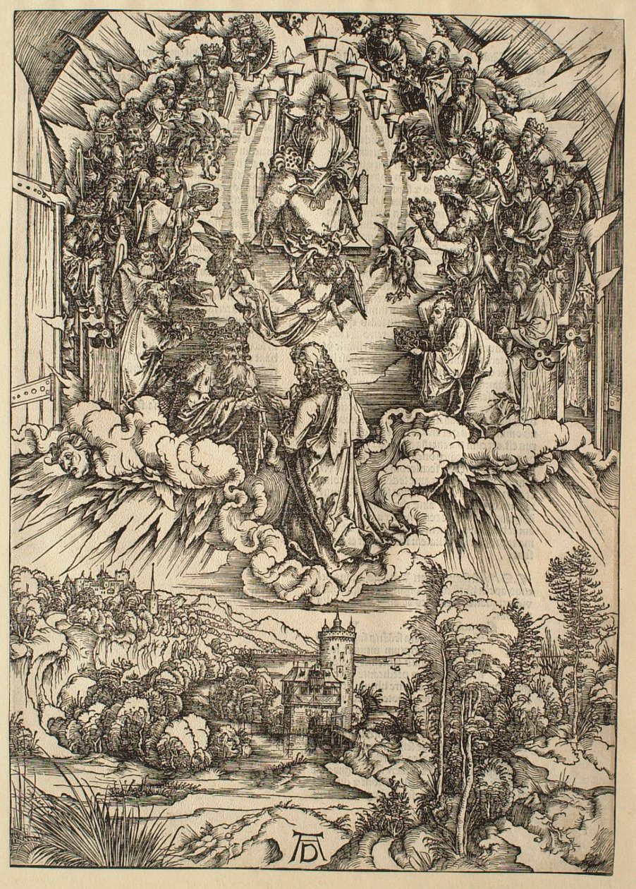 Apokalypsen: Sankt Johannes foran Gud og de ældste af Albrecht Dürer