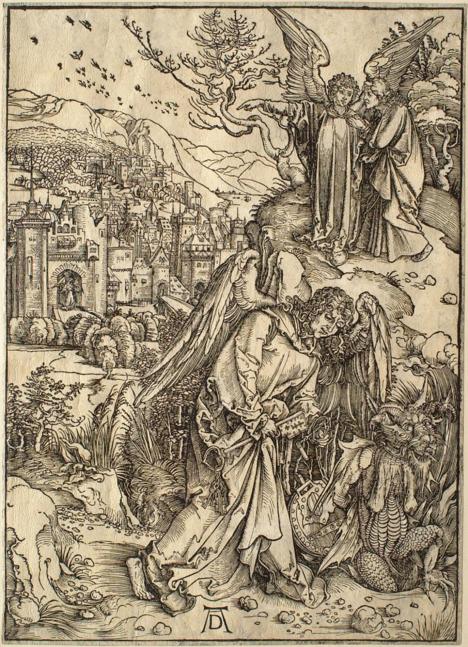 Apokalypsen: Englen med nøglen til afgrunden af Albrecht Dürer