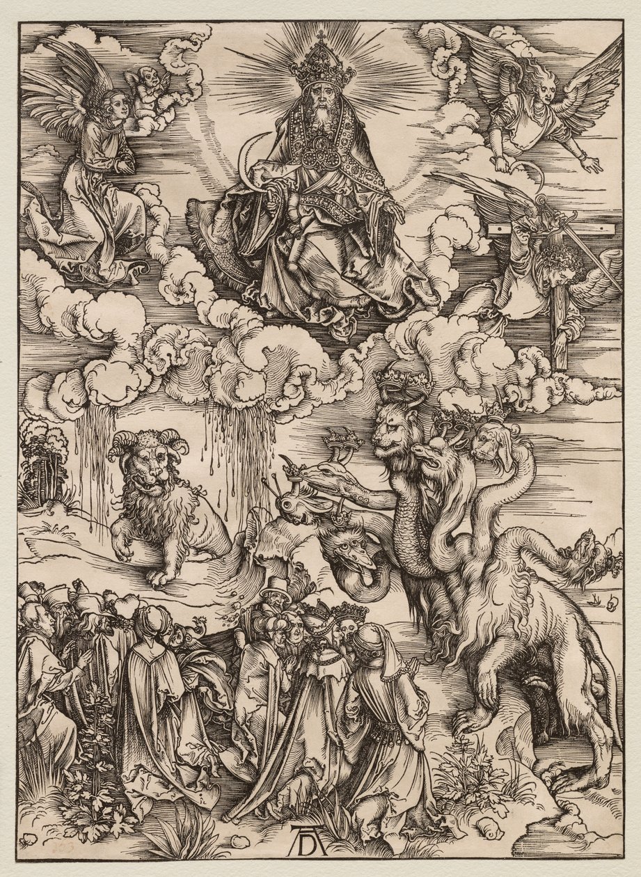 Apokalypsen: Dyret med to horn som et lam af Albrecht Dürer