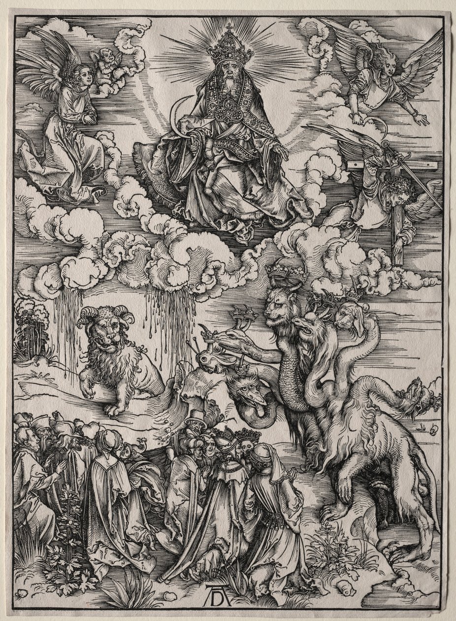 Udyret med syv hoveder og Udyret med lammehorn. af Albrecht Dürer