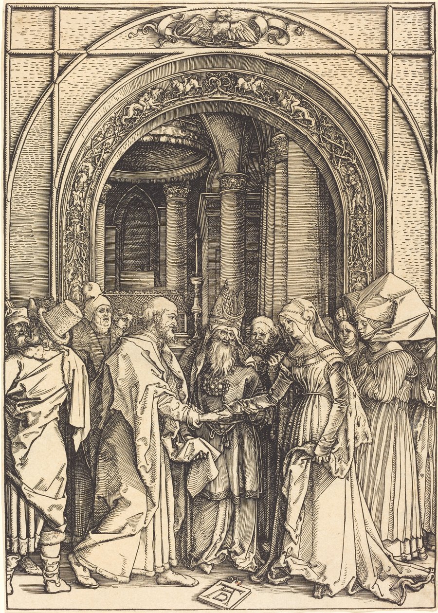 Jomfruens trolovelse, ca. 15041505. af Albrecht Dürer