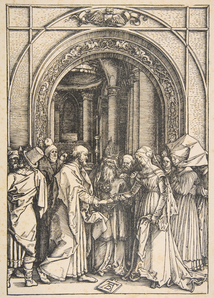 Jomfru Marias trolovelse, fra "Jomfru Marias liv" af Albrecht Dürer