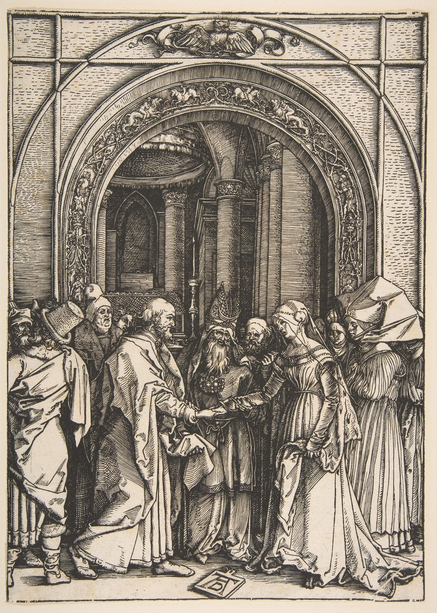 Jomfruens trolovelse, fra Jomfruens liv, ca. 1504. af Albrecht Dürer