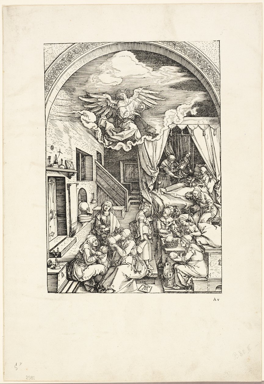 Jomfruens fødsel, fra Jomfruens liv af Albrecht Dürer