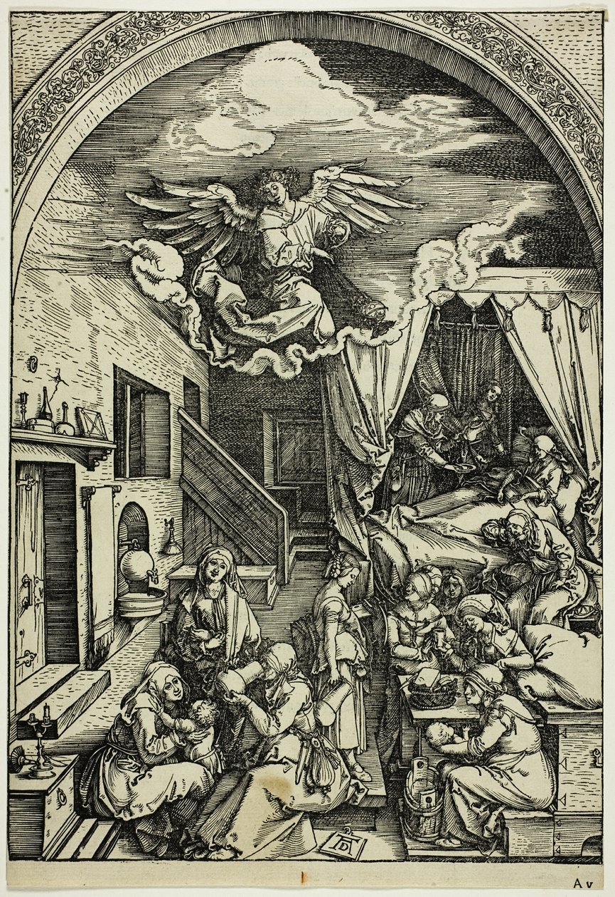 Jomfruens fødsel, fra Jomfruens liv af Albrecht Dürer