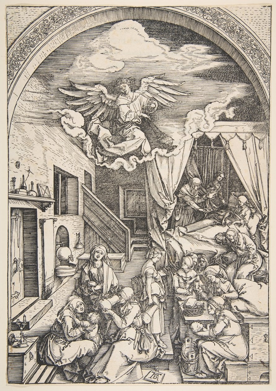 Jomfruens fødsel, fra Jomfruens liv, ca. 1503. af Albrecht Dürer