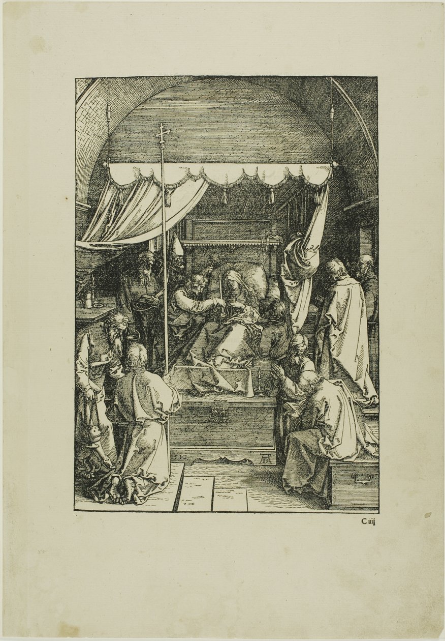 Jomfruens død, fra Jomfruens liv af Albrecht Dürer