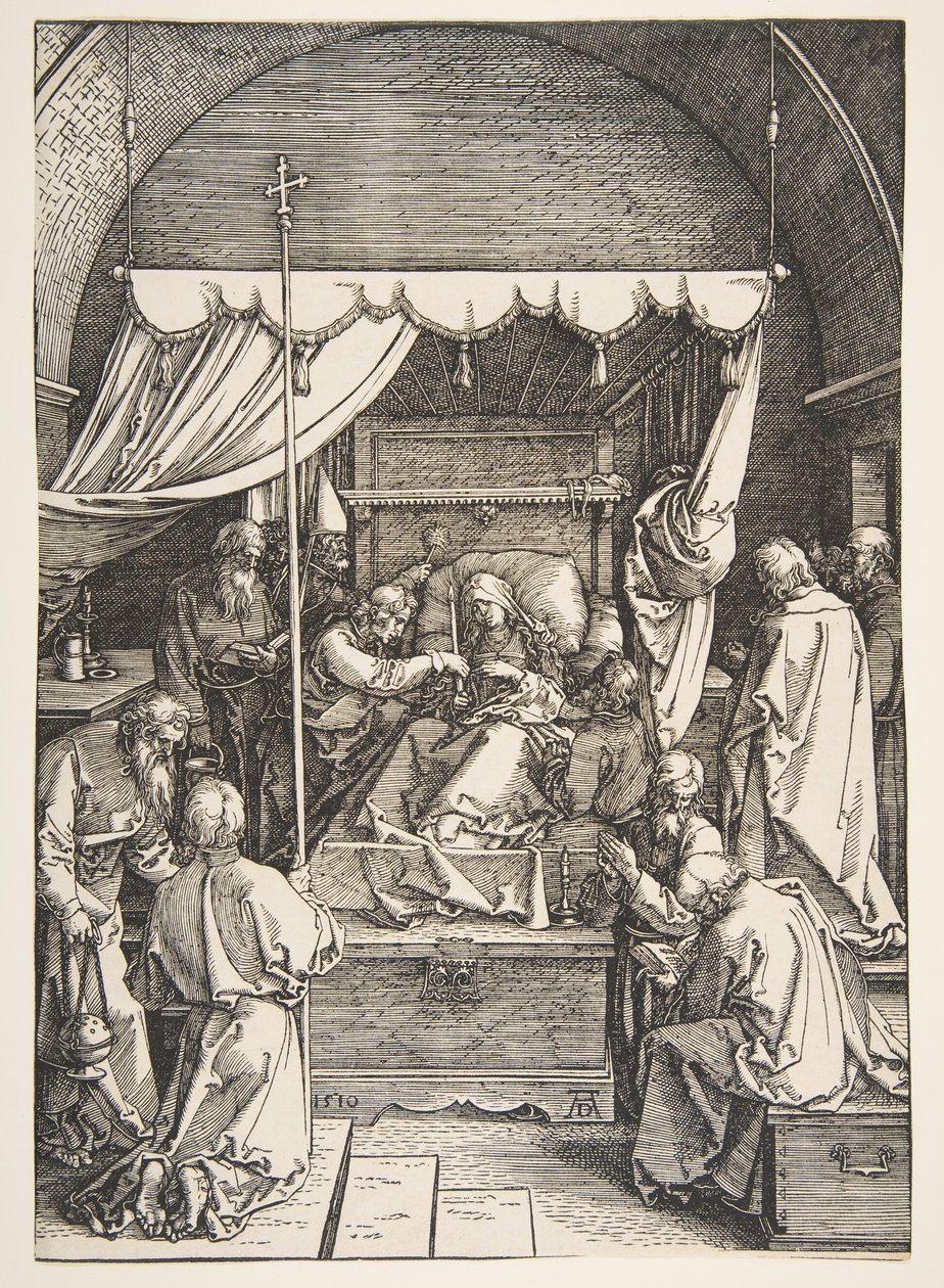 Jomfruens død, fra Jomfruens liv, 1510. af Albrecht Dürer