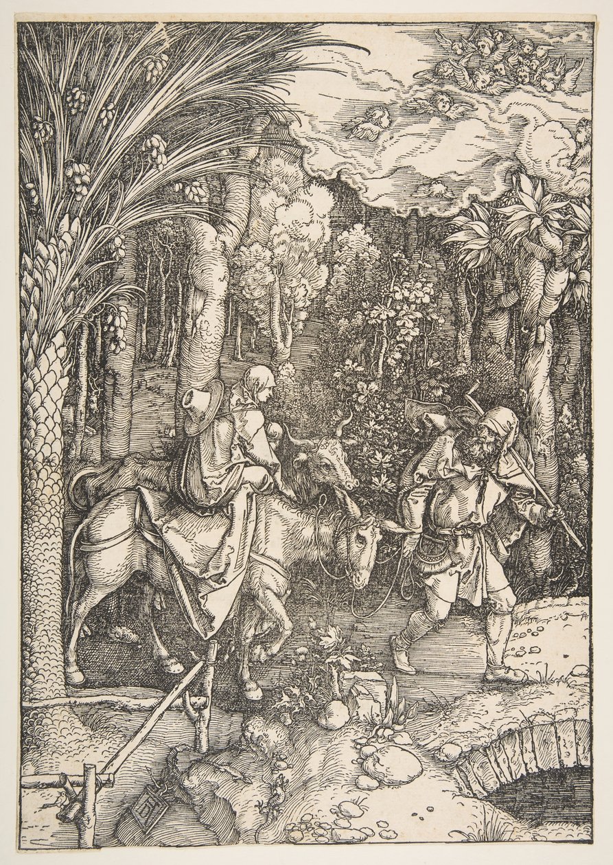 Flugten til Egypten, fra The Life of the Virgin, fra den latinske udgave, 1511. af Albrecht Dürer