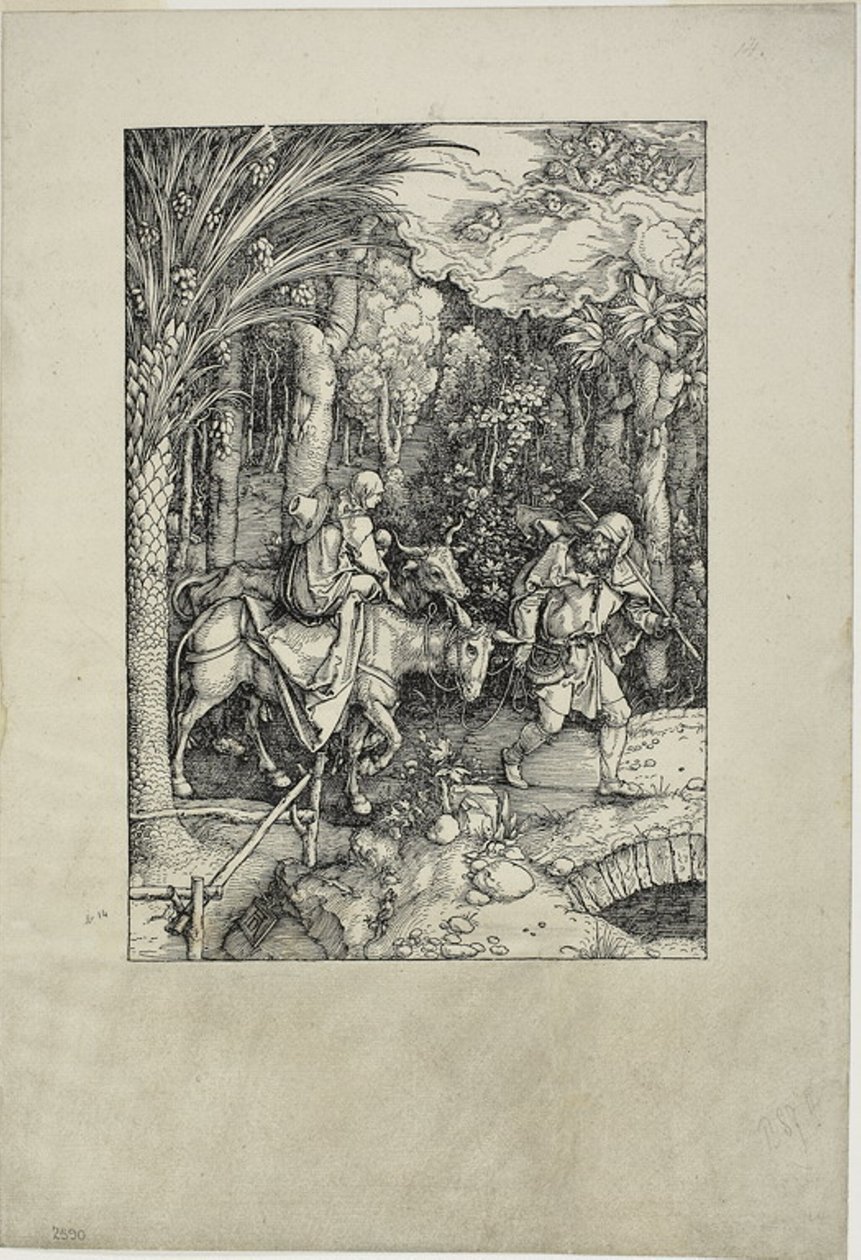 Flugten til Egypten, fra Jomfruens liv af Albrecht Dürer