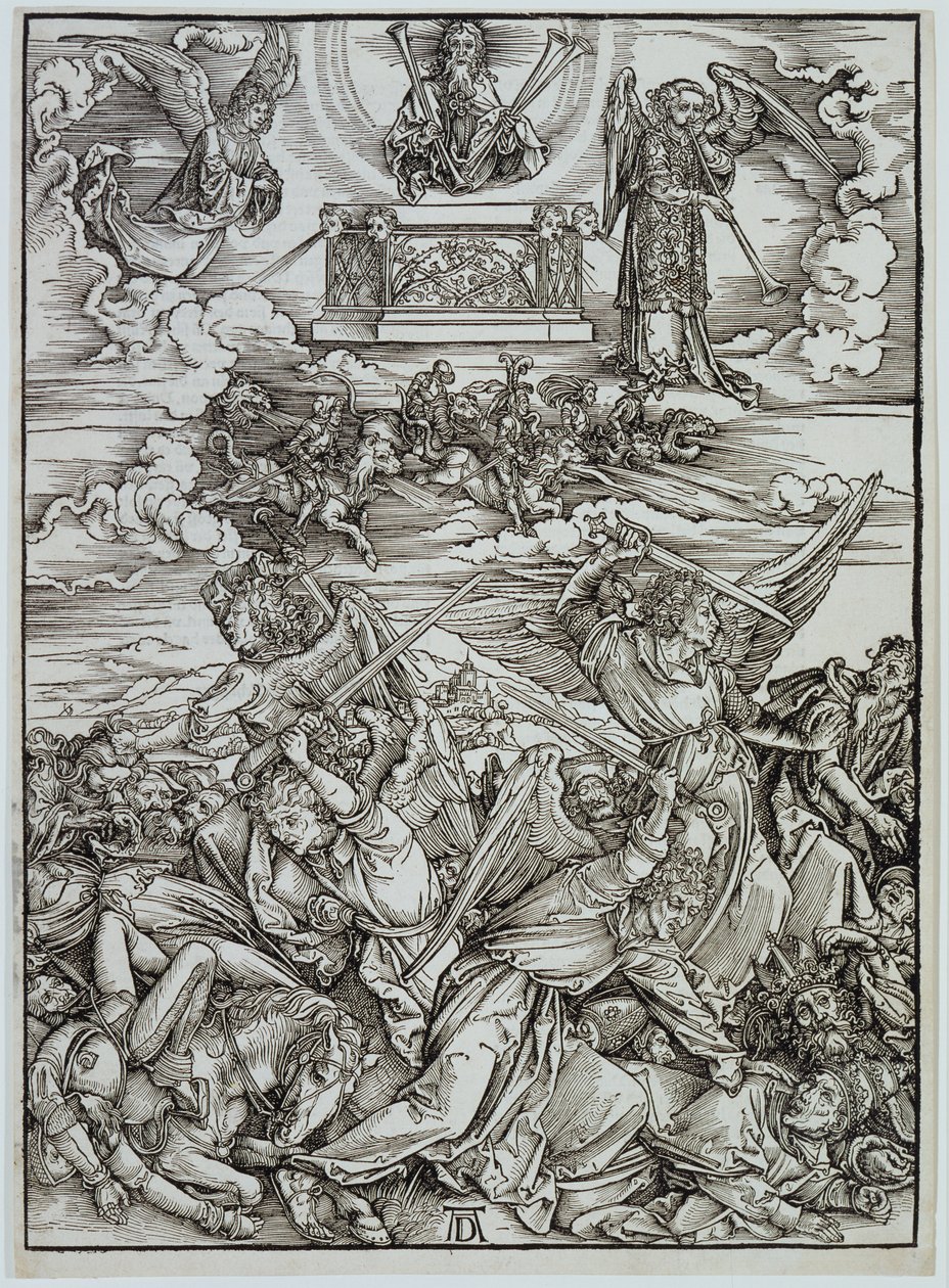 De fire hævnende engle ved Eufrat, fra serien «Apokalypsen» af Albrecht Dürer