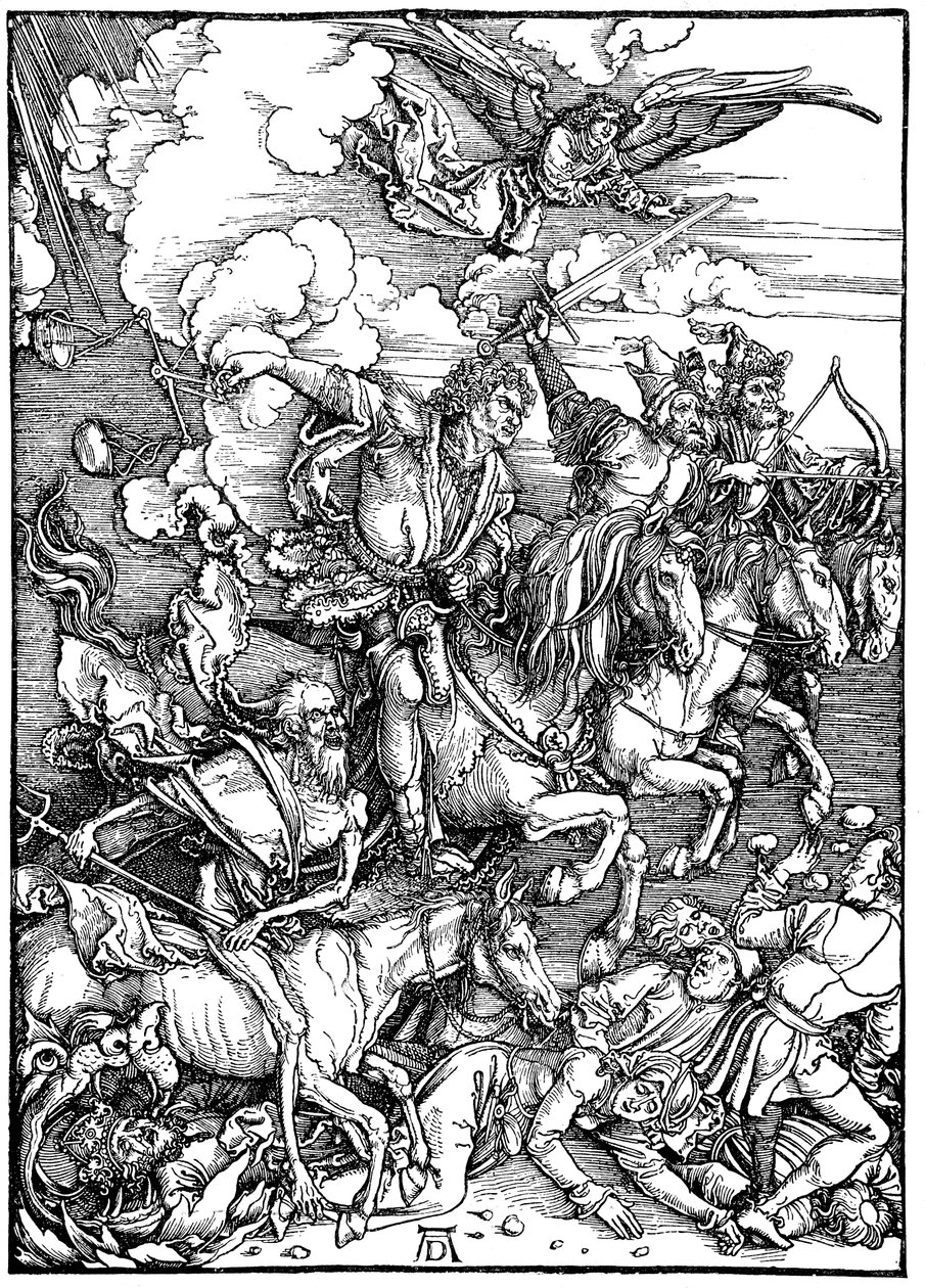 Apokalypsens fire ryttere, 1498 af Albrecht Dürer