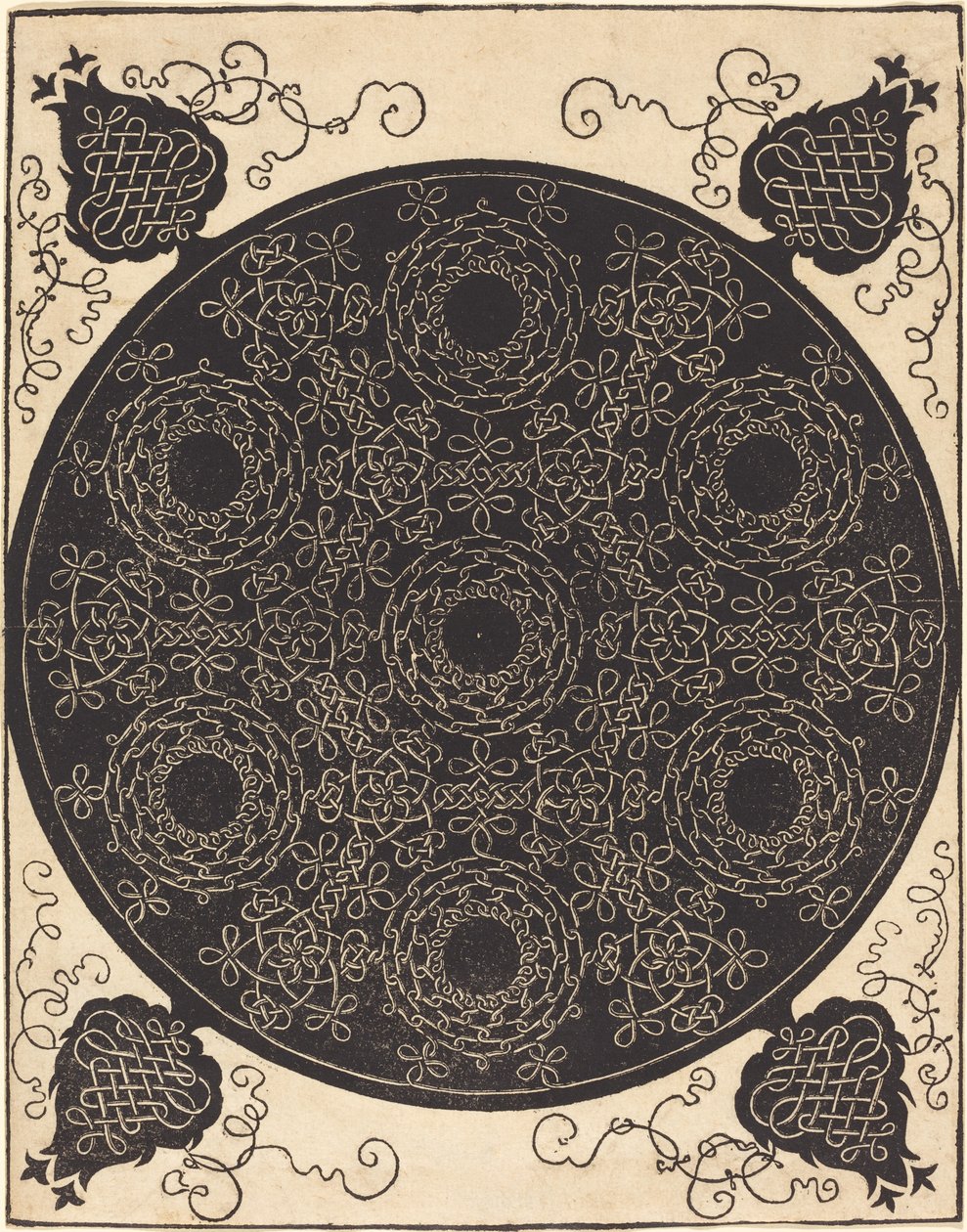 Den fjerde knude (der kombinerer syv cirkulære grupper af knob med sorte centre) af Albrecht Dürer
