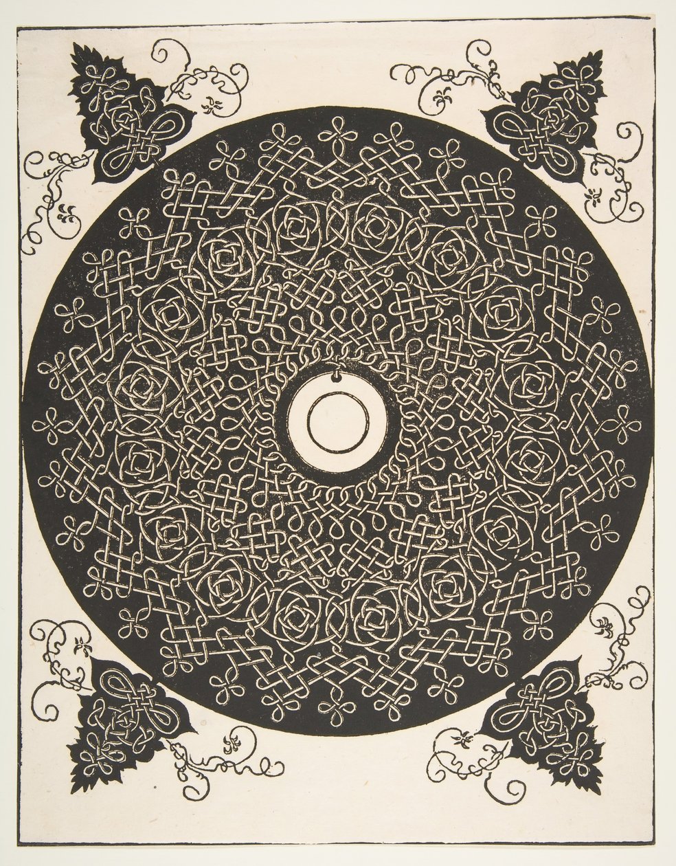Den fjerde knude. Sammenflettet Roundel med en rund medaljon i midten, 1521 før. af Albrecht Dürer