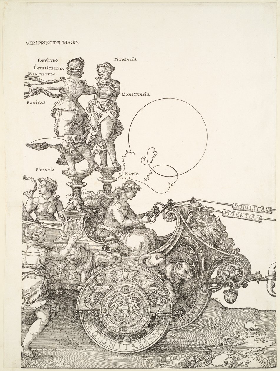 Den store triumfvogn: vognens højre del med Fidentia og Ratio af Albrecht Dürer